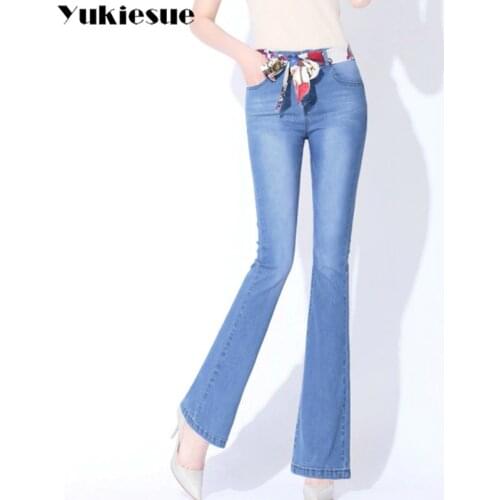 2018 Winter High Waist Flare Jeans Boyfriend Jeans For Women Bell Bottom Denim Ladies Skinny Jeans Woman Female Wide Leg Pants