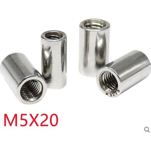 5pcs Coupling Nut M5*20 304 Stainless Steel Extend Long Round Nuts
