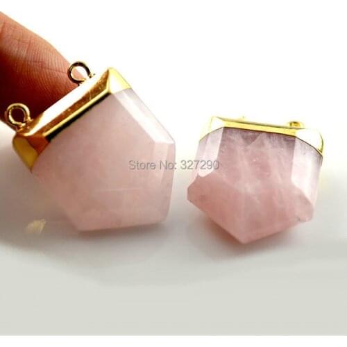 5pcs Natural Pink Stone Pendant Arrow Shape Pink Color Top Loops Connectors For Fashion Women Jewelry Making
