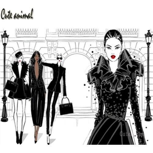 5D DIY Diamond Painting Sexy girl fashion model clothing Full Square round drill diamond Embroidery Cross Stitch kit Mosaic 2020