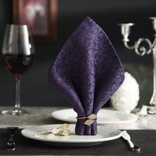 6Pcs Napkin Holder Diamond-studded Two-leaf Clover Napkin Ring Hotel Napkin Buckle Wedding Event Decoration Party Supplies