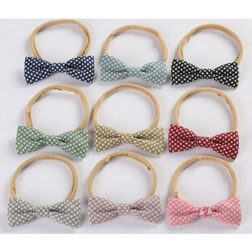 9PCS Baby Girls Bows Nylon Headbands Fashion Girls Star Print Knot Tie Nylon Head Bands Handmade Head Wraps Hair Accessories