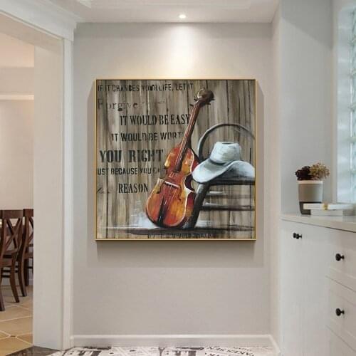 Abstract Violin Painting 100% Handpainted Oil Painting On Canvas Handmade Large Size Painting Wall Ar For Modern Home Decor