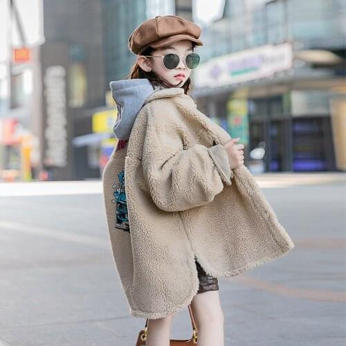Velvet Fur Winter Jackets Chldren Coats Loose Design 2021 Winter New Girl Fashion Lamb Fur Coats Outwear Jackets for Kids