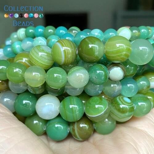6/8/10mm Natural Stone Beads Green Agates Round Spacer Loose Beads For Jewelry Making DIY Bracelet Accessories 15