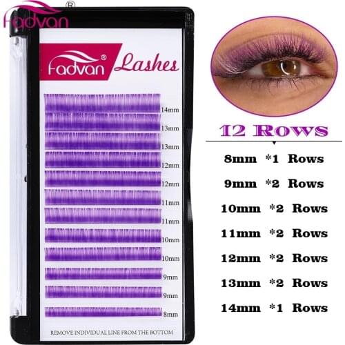 FADVAN Purple Eyelashes Individual Eyelash Makeup 12 Lines Purple Color High Quality Super Soft Natural Synthetic Mink