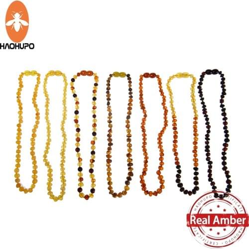 HAOHUPO Raw Amber Natural Baltic Amber Teething Necklace/Bracelet For Babies Drooling Highest Quality Certified Jewelry 14-50cm