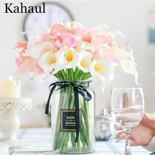 10Pcs PU Artificial Flowers Calla Lily Real Touch Bridal Bouquet High Quality Fake Flower Wedding Home Table Decoration Autumn