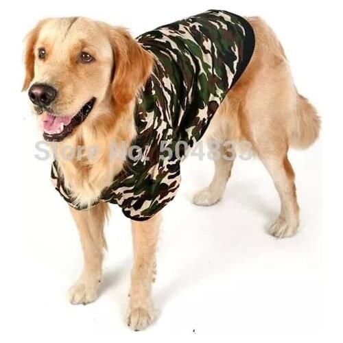Camouflage Large Dog Hoodie Jacket Clothes Big Dogs Warm Military Coat Fleece inside for Golden Retriever Samos