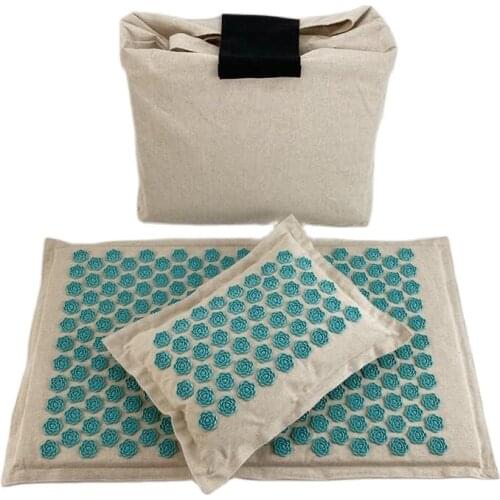 Coconut Fiber Acupressure Mat Back Foot Massage Mat with Pillow Set Relaxation Stress Relief Lotus Spike Acupuncture Mat Cushion