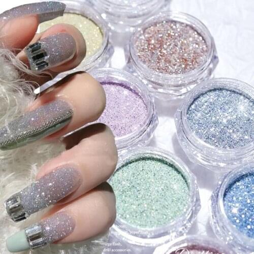 Nail Crystal Diamond Powder Fine Glitter Fragment Pigment Nails Laser Silver Shiny Glitter Dust Holographic Nail Art Decoration