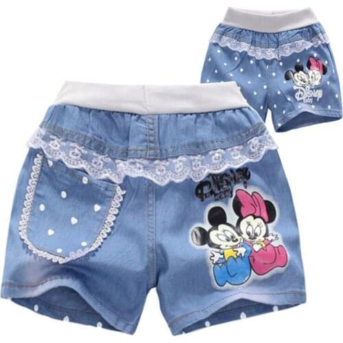 Summer Kid jeans baby boys girls cartoon shorts pants children trousers mickey 100% cotton retail 2-5 years old free shipping