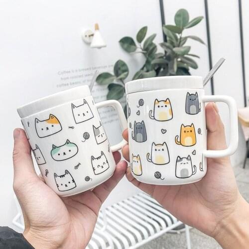 Cartoon Ins Wind Cat Ceramic Cup Artistic Fresh Net Red Creative Mug Business Office Coffee Water Cup