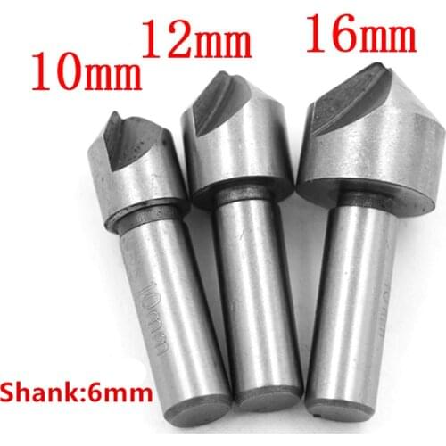 3PCS Countersink HSS Drill Bits Set Hole Cutter Woodworking Kits Round Shank 10mm 12mm 16mm