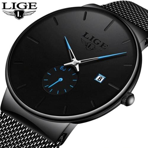 2020 New Quartz Watch Women And Mens Watches LIGE Top Brand Famous Dress Fashion Clock Ultra Thin Wrist Watch relogio masculino