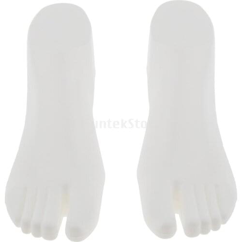 Pair of Premium Mannequin Foot Feet Model for Sock Short Stocking Sandals Chain Ankle Bracelet Display - White
