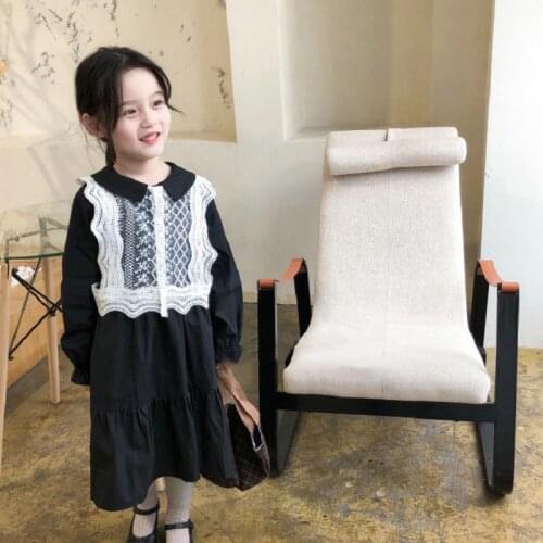 Girls dress Mori girls elegant lace long sleeved dress princess dress spring and summer new childrens wear clothes