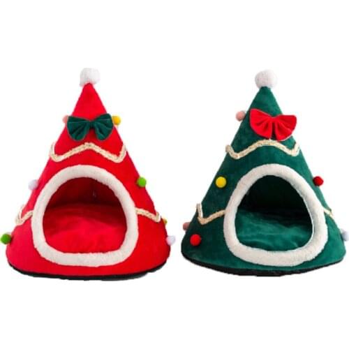 Christmas Tree Shape Dog Bed For Small Medium Dogs Pet Cats Winter Keep Warm Pet Dog Cat Beds Comfortable Dogs Bed House S M L