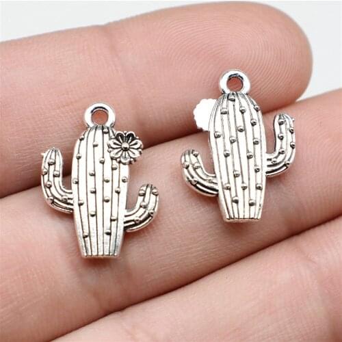 20pcs Cactus Charms For Jewelry Making 15x20mm Antique Bronze Plated Accessories