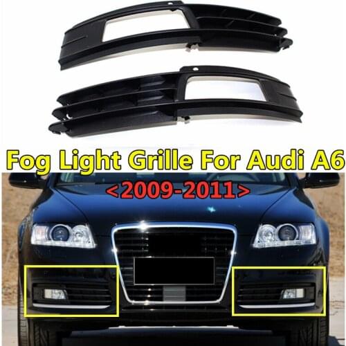 2pcs Car Racing Grills Front Bumper Fog Light Grille For Audi A6 C6 2009 2010 2011 Replacement Foglamp Frame Oem 4F0807681N/682N