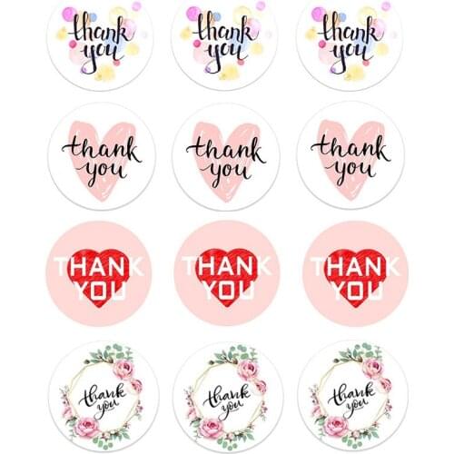 4.5CM Pink Thank You Stickers Paper Label Scrapbooking Wedding Envelope Seals Handmade Stationery Stickers Party Decoration