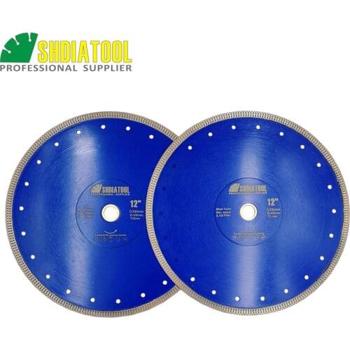SHDIATOOL 2pcs Dia12"/300mm Hot-pressed Sintered Diamond Cutting Disc X Mesh Turbo Rim Segment Saw Blade For Tile Ceramic Marble