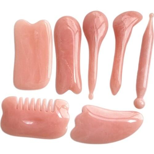 7PCS Gua Sha Massage Scraping Natural Resin for Face Guasha Scraper Facial SPA Body Care Acupuncture Point Massage Board Tool
