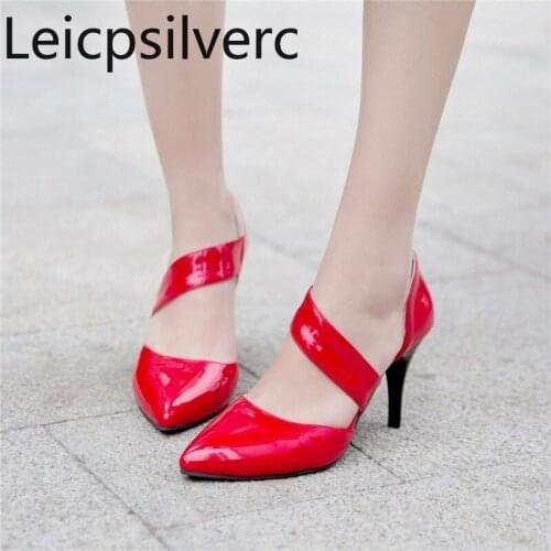 Pumps Spring and autumn The New Fashion sexy Slip-On Pointed Shallow mouth Fine heel High heel Womens shoe plus size 31-47