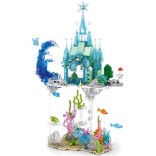 Frozen Suspended Suspension Castle Arendelle Tensegrity Balance Building Blocks Kit Bricks Classic Movie Model Kids Girl Toys