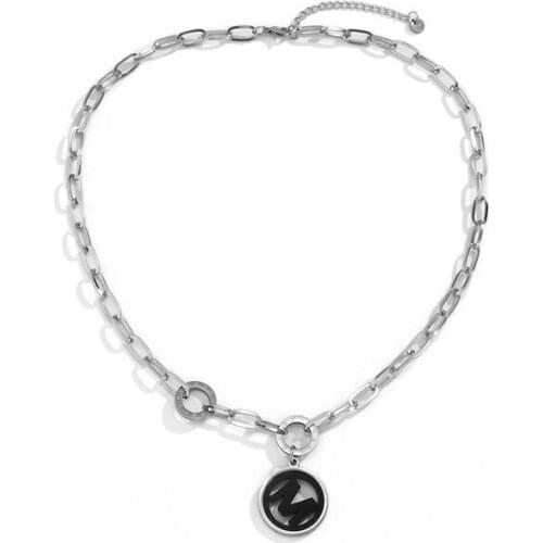 POTCET Korea 2021 Fashion Trend Womens Stainless Steel Letter M Neony Pendant Geometric Trend Retro Jewelry Free Shipping