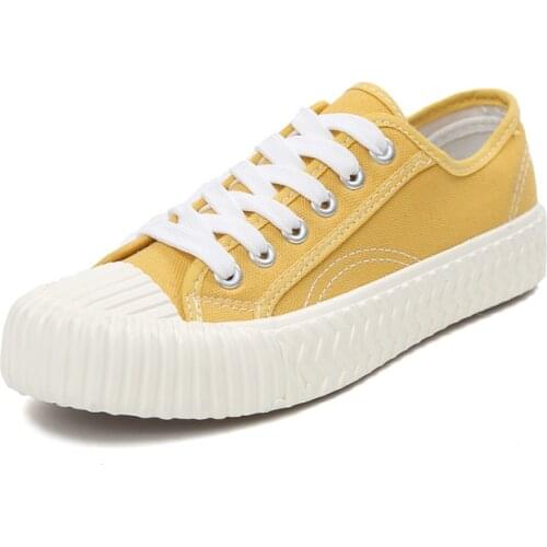 Spring and autumn new womens shoes biscuit shoes canvas shoes female Harajuku students fashion all-match flat vulcanized shoes