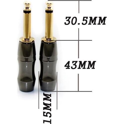 1/4" 6.35mm Male Mono Headphone Microphone Earphone Plug HiFi Audio Connector For Guitar Monitor Mixer Gold Plated Brass 1PC