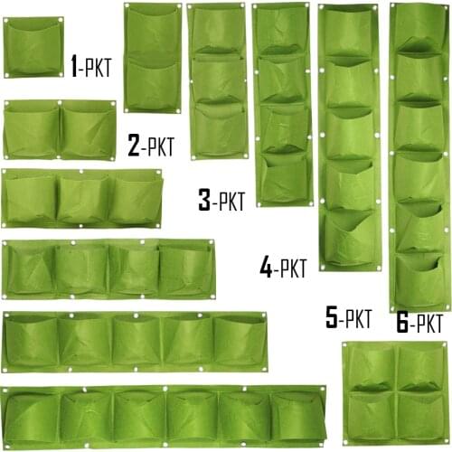 1-6 Pockets Vertical Green Grow Bags Wall-Mounted Hanging Flower Pots Non-Woven Fabrics Garden Planting Pouch Flat Round Bottom