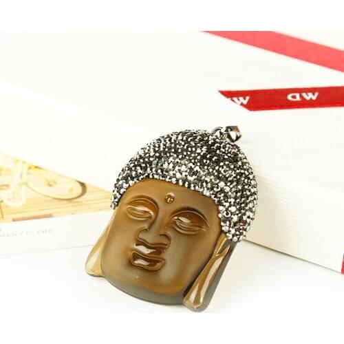 1PC Delicate natural crystal smiling buddha pendant rock gemstones faith decoration meditation trend jewelry pendant DIY gift