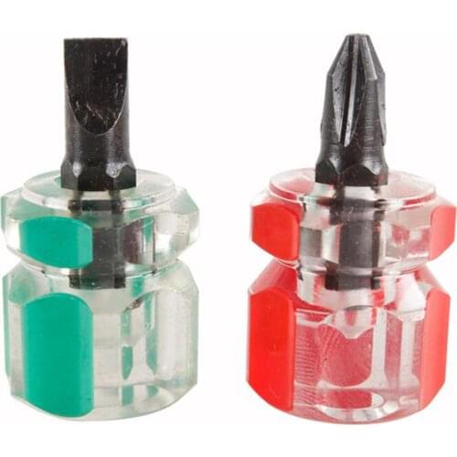 1Piece Portable Screwdriver Mini Slotted and Cross-Head Screwdriver Repair Tools Transparent Handle Daily Repairing Use