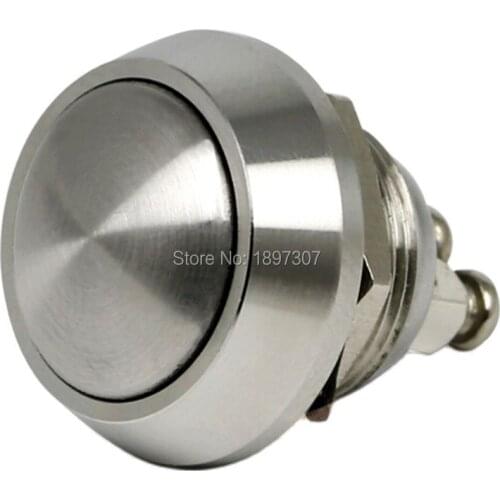 10 pieces 12mm stainless steel resettable metal anti vandal resistant electric push button switch