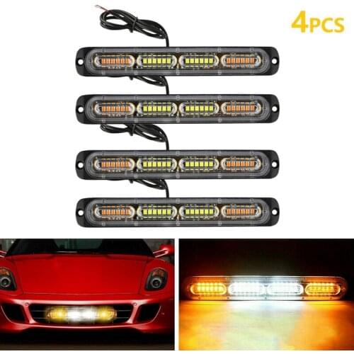 2PC Car 24Led Flashing Mode Emergency Vehicle Dash Warning Strobe Light Amber /White