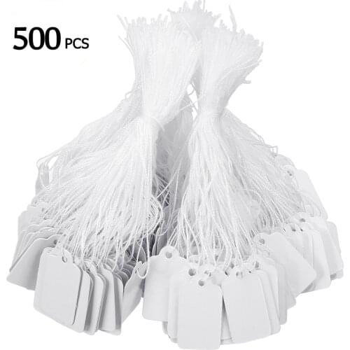 500pcs Price Label Tags String Tie Watch Jewelry Display Merchandise Price Label Paper Cards Rectangular Blank Price Tag