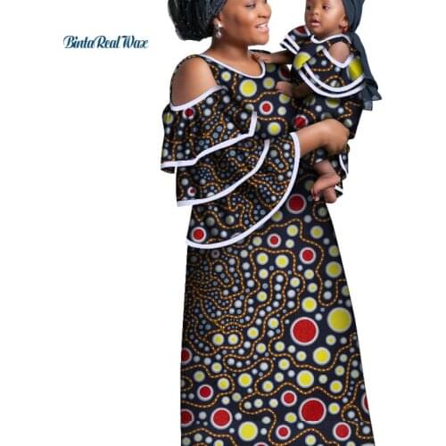 African Clothes Ankara Print Long Dresses for Women Mom and Daughter Dress Girl Clothes Dashiki African Design Clothing WYQ781
