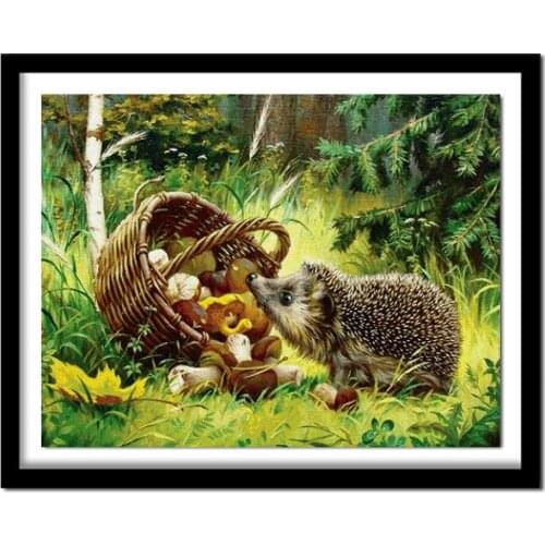 Diamond Hedgehog Cross Stitch Rhinestone Full Round Diamond Embroidery Animal Picture Diamond Painting Home Decor