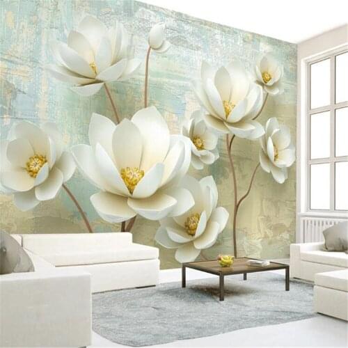 Milofi customized large 3D wallpaper mural new three-dimensional living room flowers simple bedroom background wall