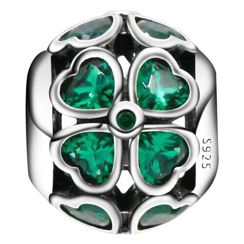 Clover 925 sterling silver love suitable for original Pandora bracelet beads silver 925 jewelry