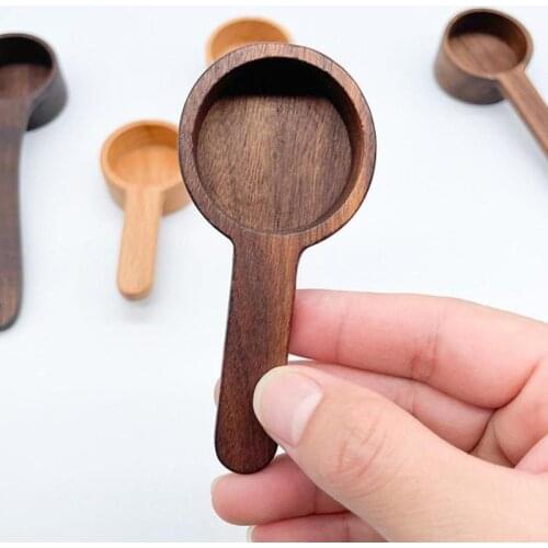 Walnut Wooden Measuring Spoon Wood Short Handle Coffee Spoon Bar Kitchen Home Baking Tool Measuring Cup Tools For Kitchen