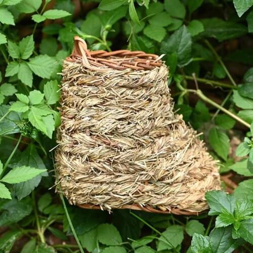 Bird Nest Grass Bird Hut Cage Outdoor Hanging Canaries Nest Hideaway for Finch