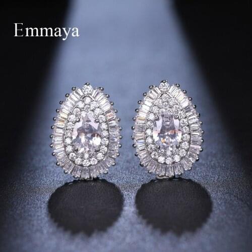 Emmaya New Arrival White Color Long Style Waterdrop Earring For Female Dazzling Ornament AAA CZ Fashion Choice In Wedding Party