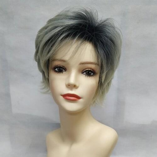 Short Straight Synthetic Hair Cosplay Wigs Side Part Shaggy Layered Wavy Wig