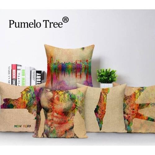 Colorful people pillow cover 45*45 decorative Lovely throw pillows beer print linen cushions for sofa Custom cover cushion
