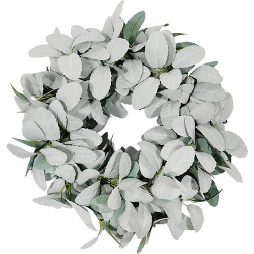 Lamb Ear Leaves Spring Summer Wreath Artificial Flower Plants Wedding Decoration Garland Restaurant Home Decor Door Wall Hanging