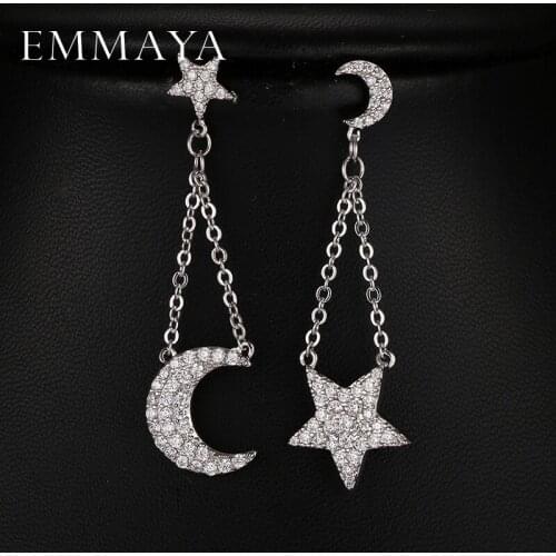 Emmaya Europe Style Fashion Earrings New Brand Micro Pave Setting Cubic Zirconia Simple Moon Star Jewelry For Lady