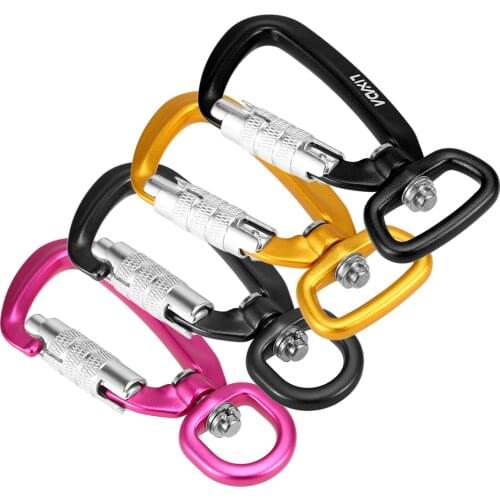 Outdoor Carabiner 360° Rotatable Spinner Carabiner Swivel Leash Hook Auto Locking Carabiner Rotational Hammock Hanging Clip Rope